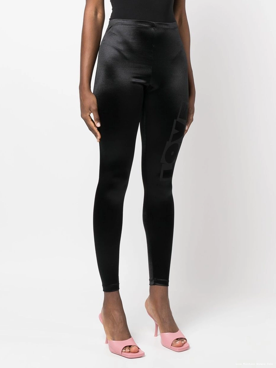 Cheap satin-finish leggings Women Love logo Moschino print 0324